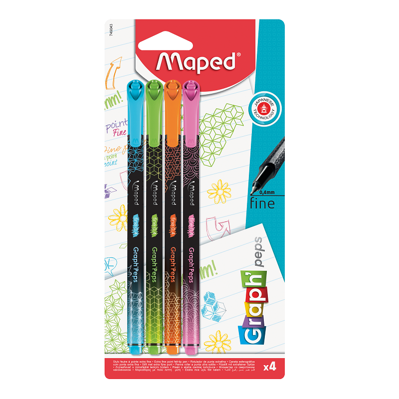 Liner MAPED Graph Peps, 4ks pastelové