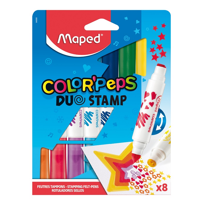 Fixy s razítkem MAPED Color Peps Duo Stamp, 8ks