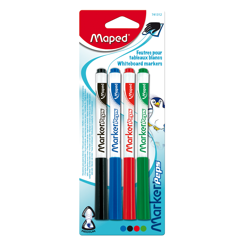 Whiteboard MAPED Marker Peps, 4ks