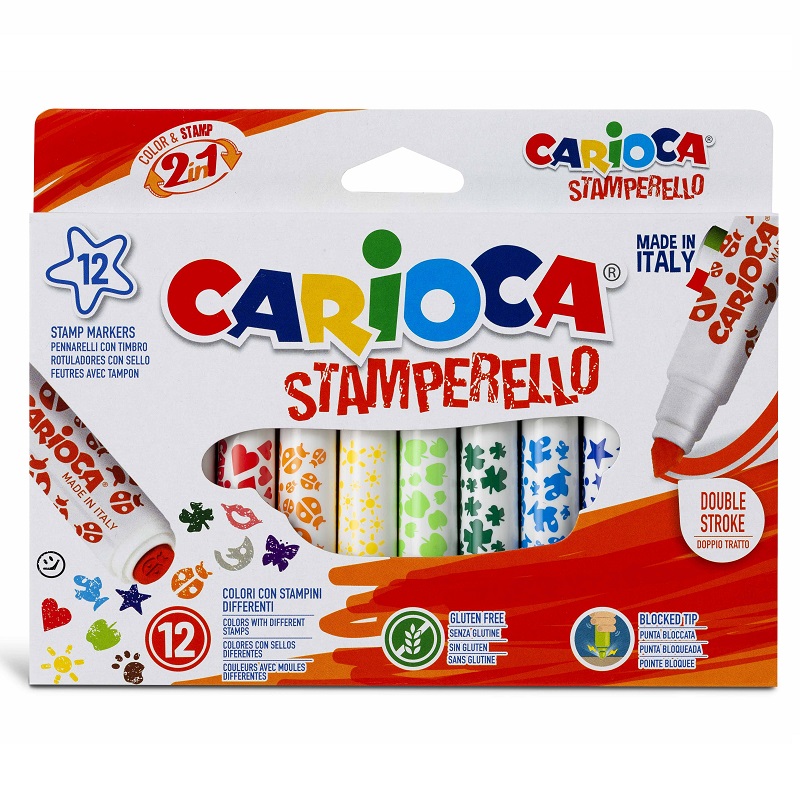 Fixy s razítkem CARIOCA Stamperello, 12ks