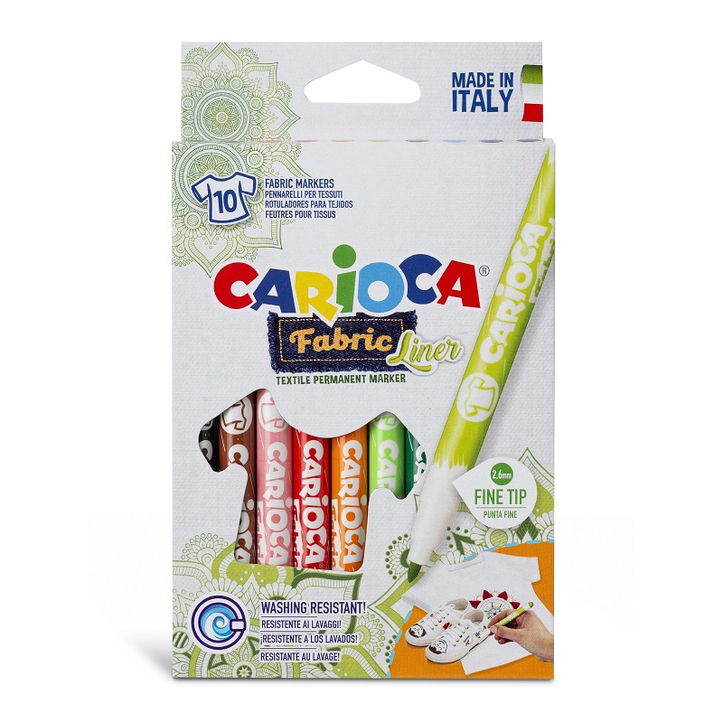 Fixy na textil CARIOCA Fabric, 10ks tenký hrot