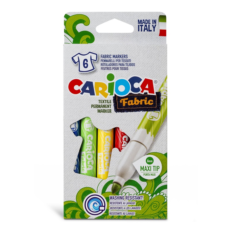 Fixy na textil CARIOCA Fabric, 6ks silný hrot