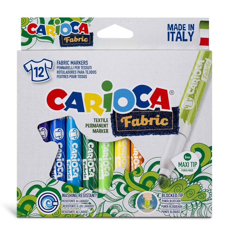Fixy na textil CARIOCA Fabric, 12ks silný hrot