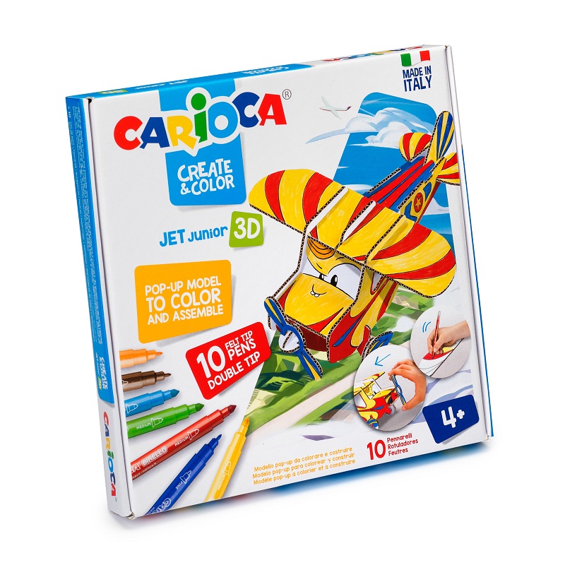 Kreativní sada CARIOCA Pop-Up, letadlo + 10 fix