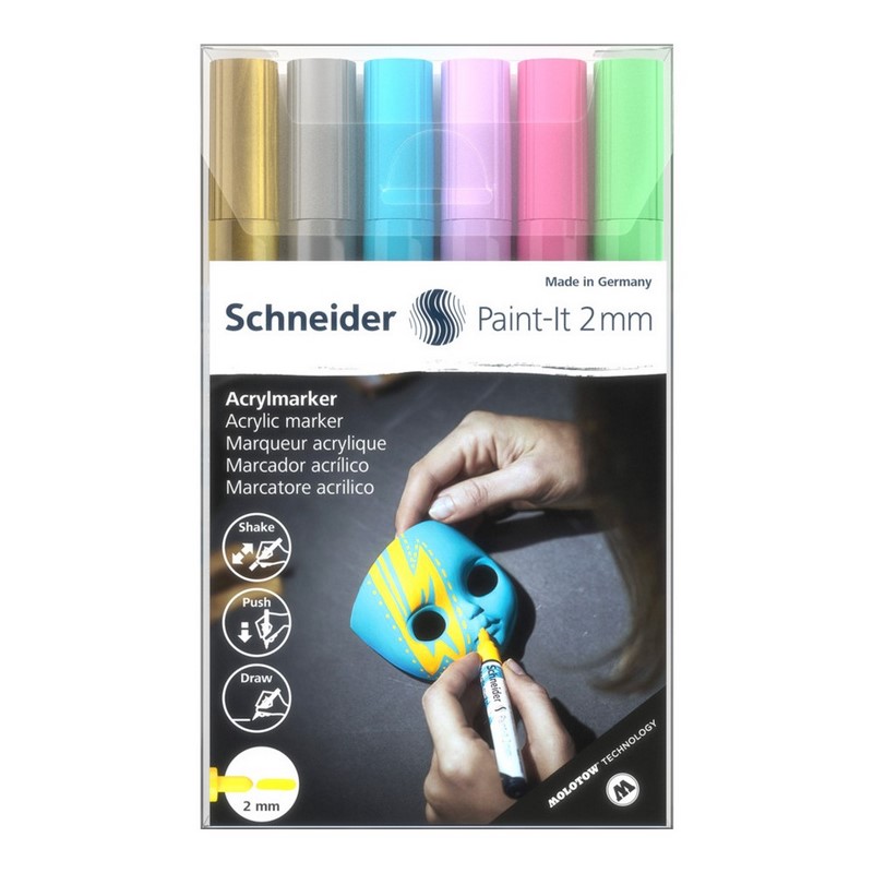 Akrylový popisovač SCHNEIDER Paint-It 2mm, 6ks kreativní