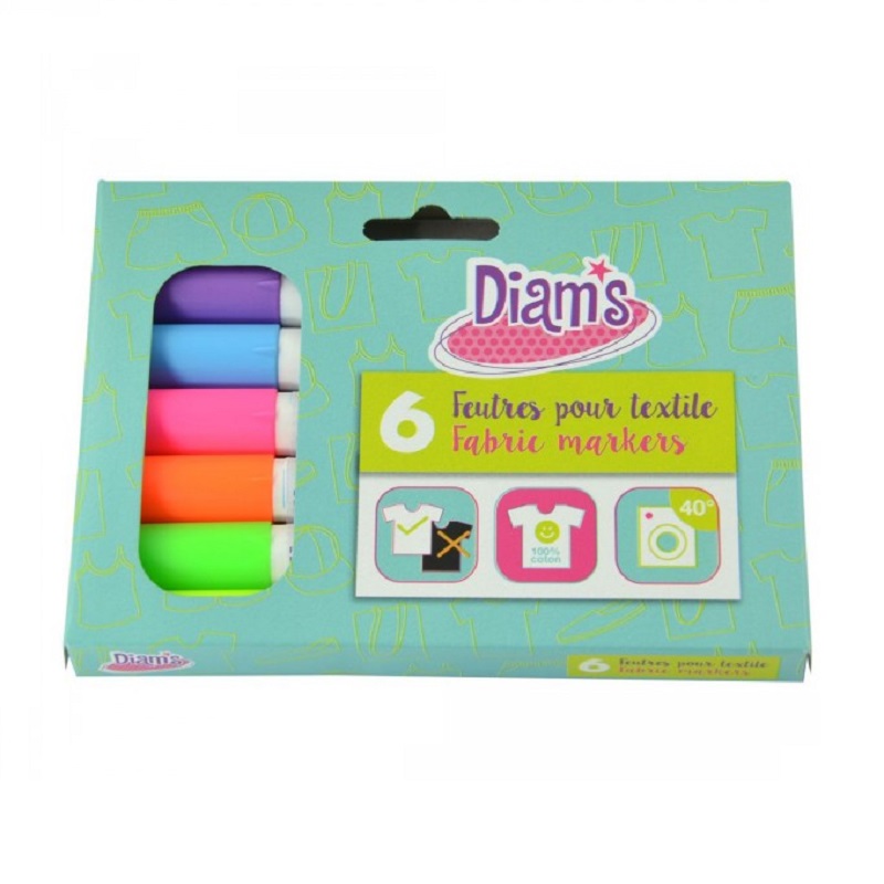 GRAPH'IT DIAM'S fixy na textil, 6ks Fluo