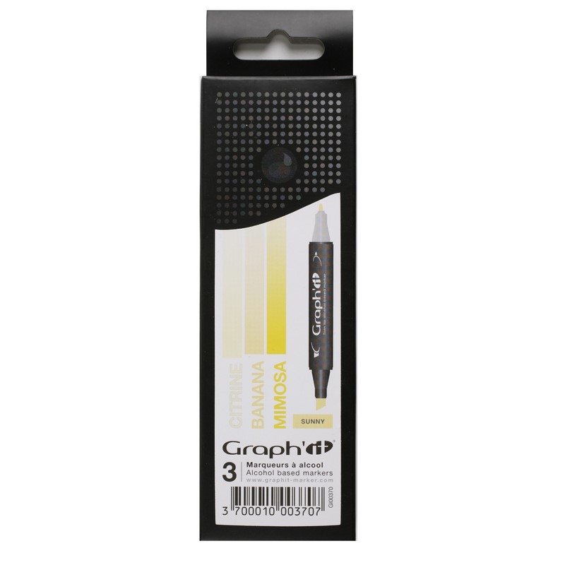 Lihové fixy GRAPH'IT oboustranné Fine & Chisel, 3ks Sunny