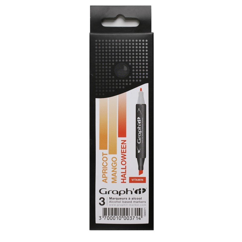 Lihové fixy GRAPH'IT oboustranné Fine & Chisel, 3ks Vitamin