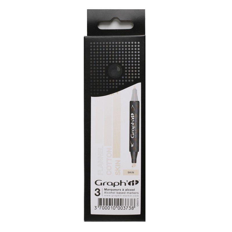 Lihové fixy GRAPH'IT oboustranné Fine & Chisel, 3ks Skin