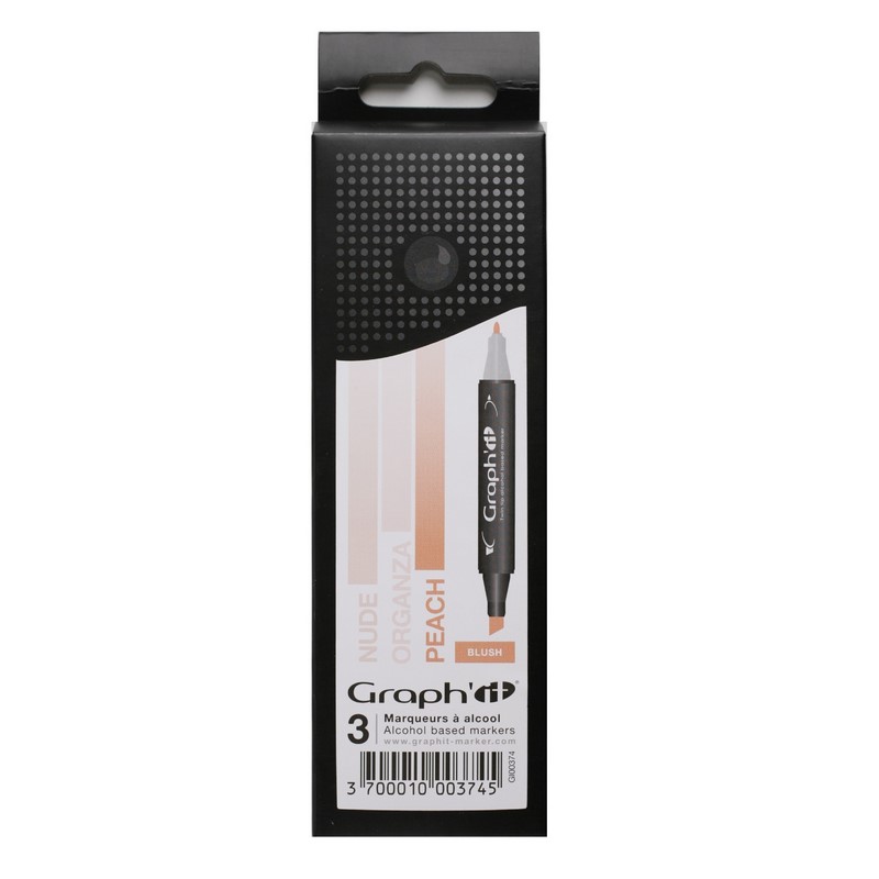 Lihové fixy GRAPH'IT oboustranné Fine & Chisel, 3ks Blush