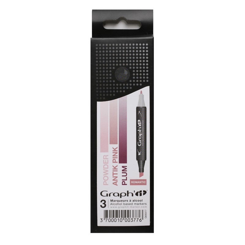 Lihové fixy GRAPH'IT oboustranné Fine & Chisel, 3ks Romantic