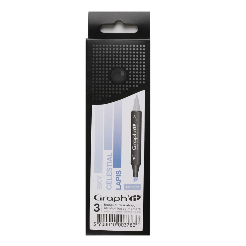 Lihové fixy GRAPH'IT oboustranné Fine & Chisel, 3ks Everest