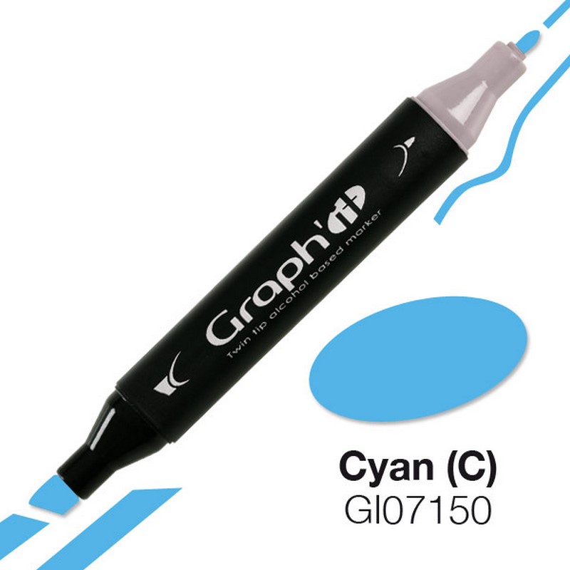 Lihová fixa GRAPH'IT oboustranná Fine & Chisel, Cyan