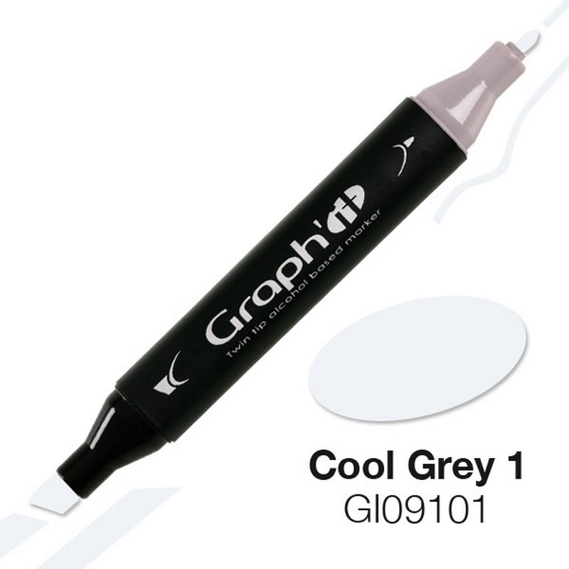 Lihová fixa GRAPH'IT oboustranná Fine & Chisel, Cool Grey 1