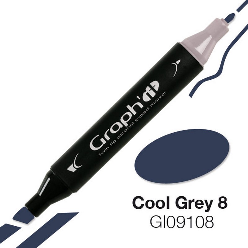 Lihová fixa GRAPH'IT oboustranná Fine & Chisel, Cool Grey 8