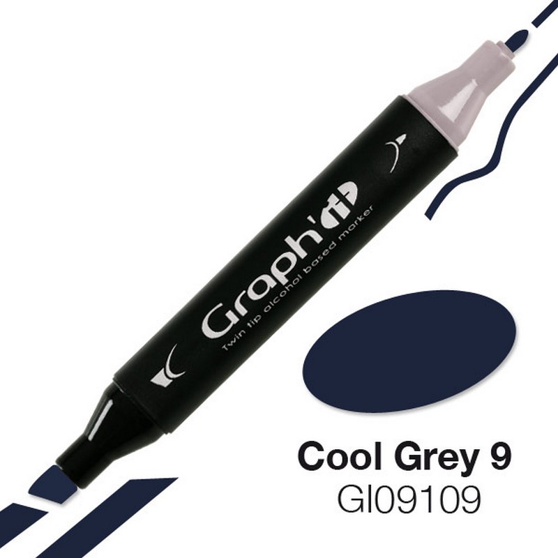 Lihová fixa GRAPH'IT oboustranná Fine & Chisel, Cool Grey 9