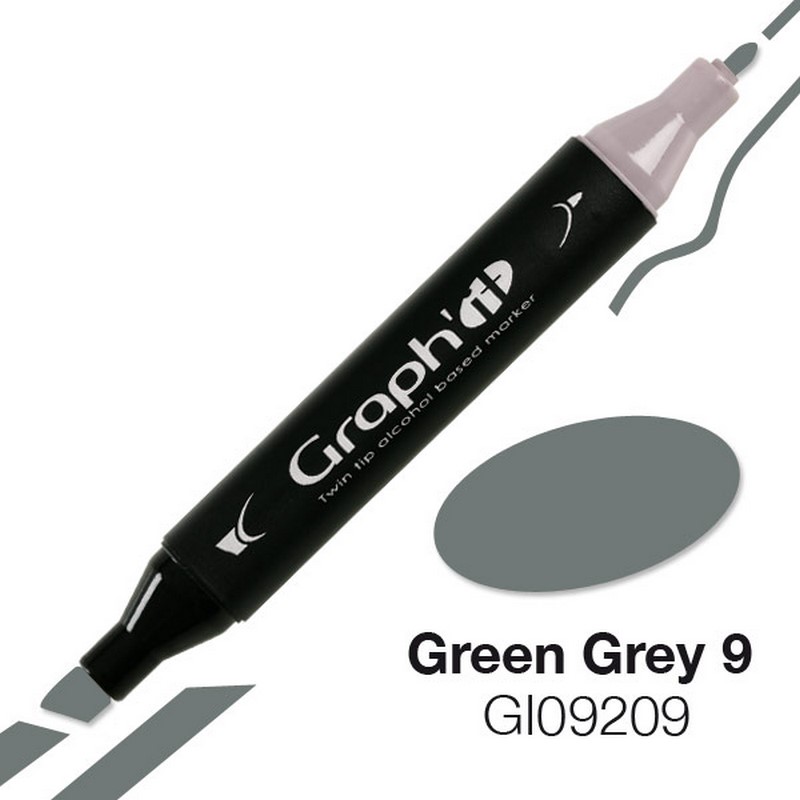 Lihová fixa GRAPH'IT oboustranná Fine & Chisel, Green Grey 9