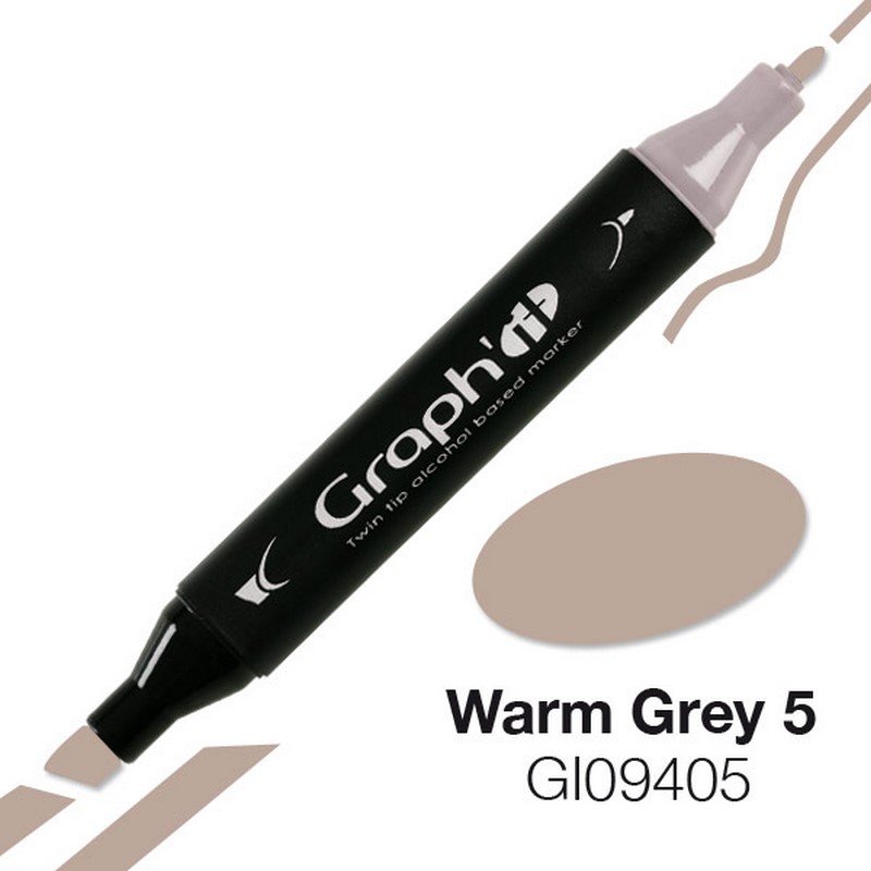 Lihová fixa GRAPH'IT oboustranná Fine & Chisel, Warm Grey 5