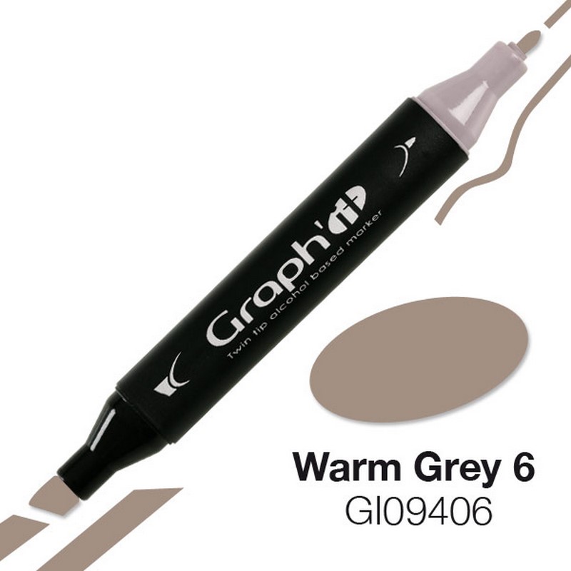 Lihová fixa GRAPH'IT oboustranná Fine & Chisel, Warm Grey 6