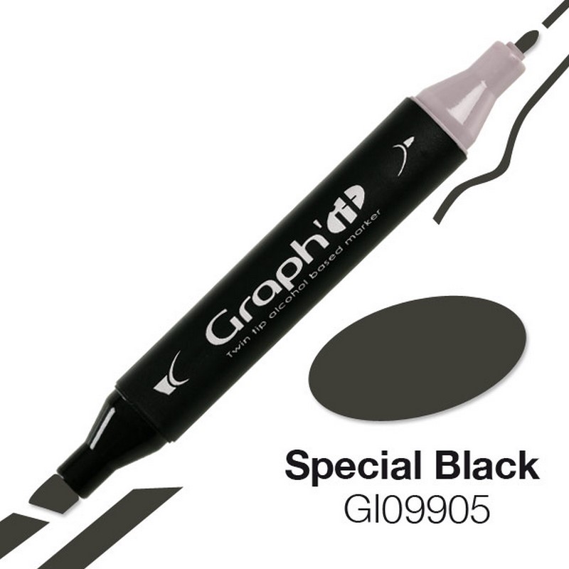 Lihová fixa GRAPH'IT oboustranná Fine & Chisel, Special Black