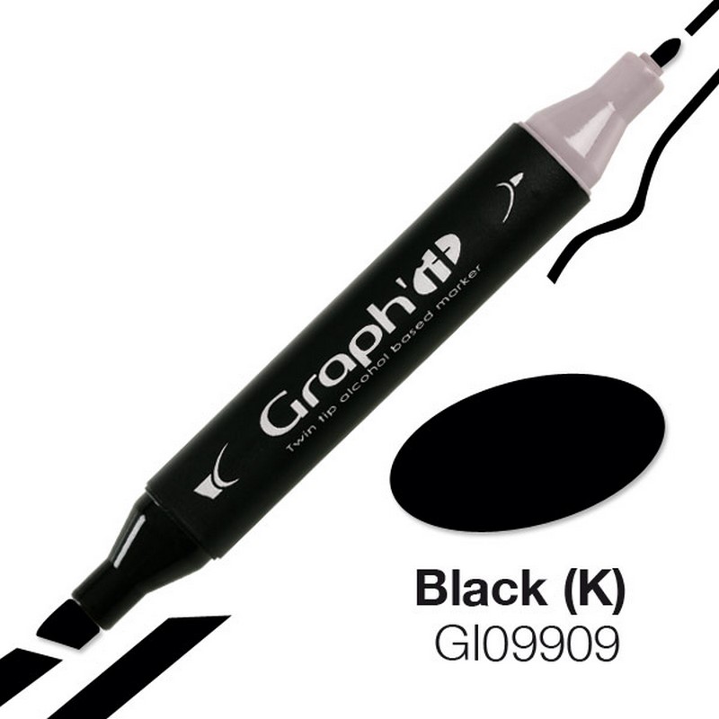 Lihová fixa GRAPH'IT oboustranná Fine & Chisel, Black