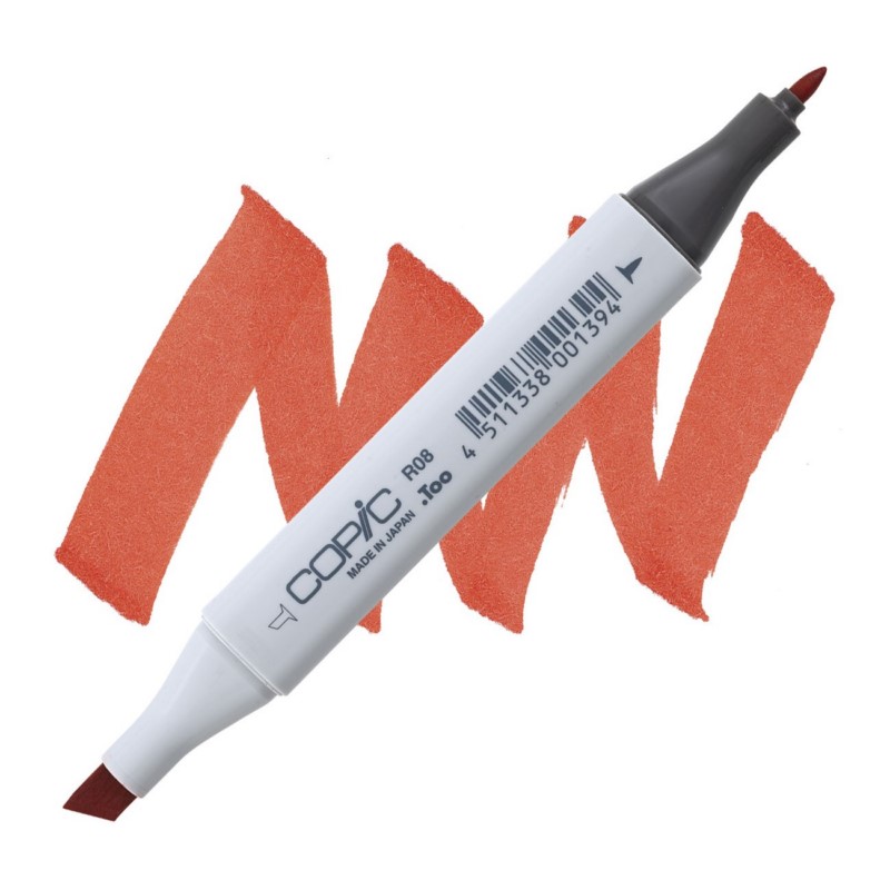 Lihová fixa COPIC Classic oboustranná Fine & Chisel, R08 Vermilion
