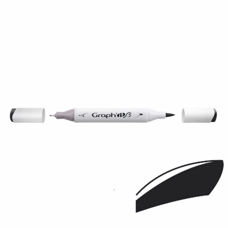 Lihová fixa GRAPH'IT oboustranná Brush & Chisel, Black