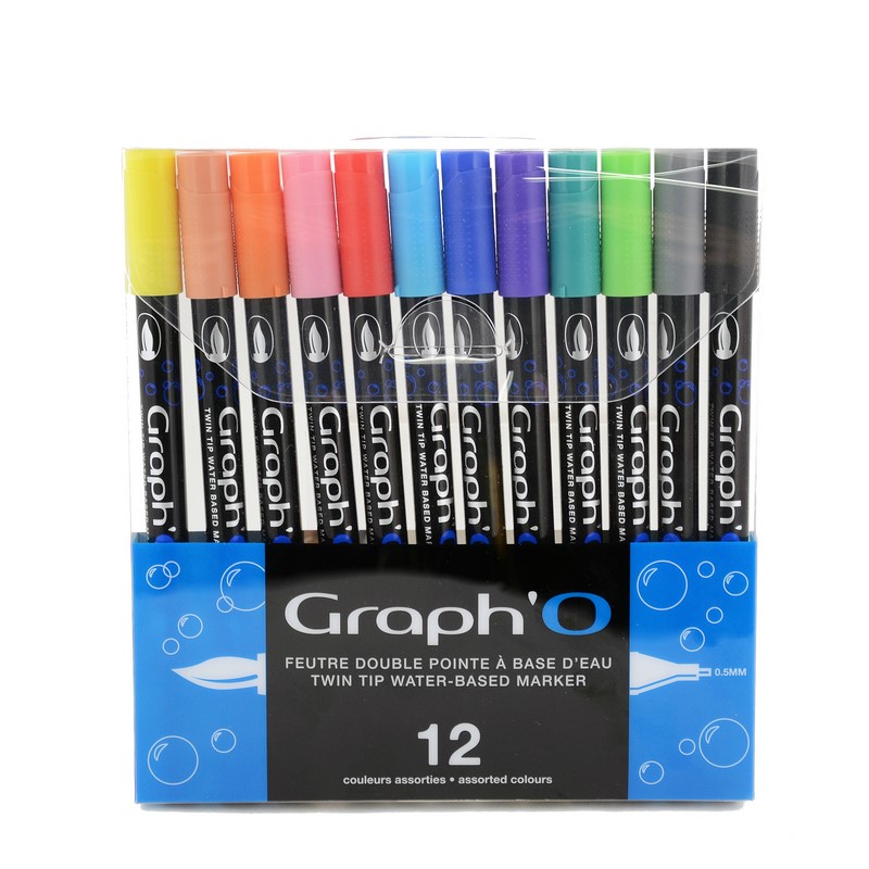 GRAPH'IT Akvarelové fixy GRAPH'O oboustranné Brush & Fine, 12ks