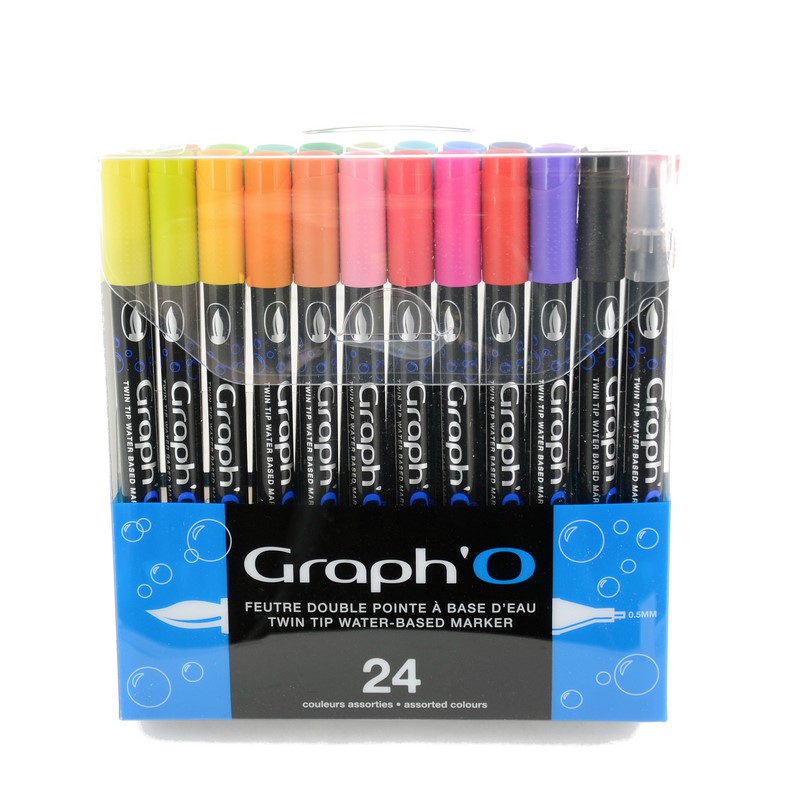 GRAPH'IT Akvarelové fixy GRAPH'O oboustranné Brush & Fine, 24ks