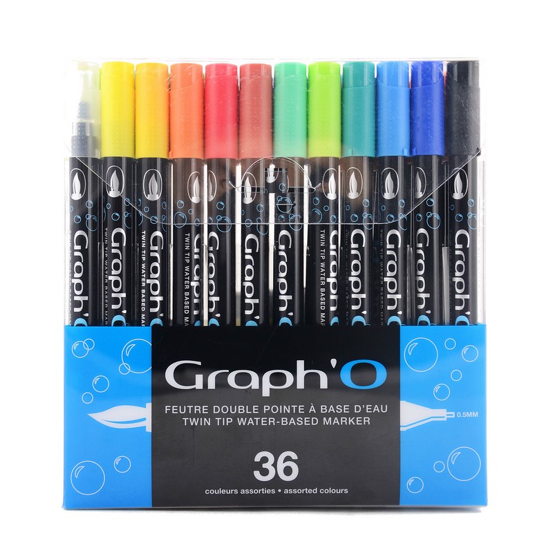 GRAPH'IT Akvarelové fixy GRAPH'O oboustranné Brush & Fine, 36ks