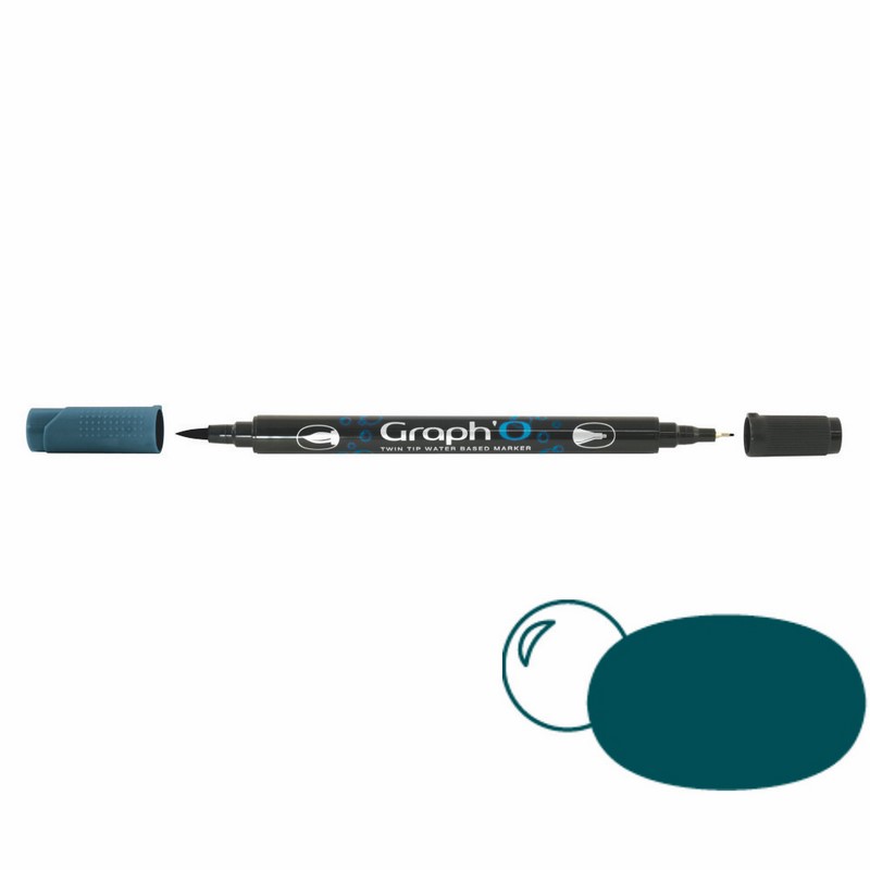 GRAPH'IT Akvarelová fixa GRAPH'O oboustranná Brush & Fine, Corsican Blue