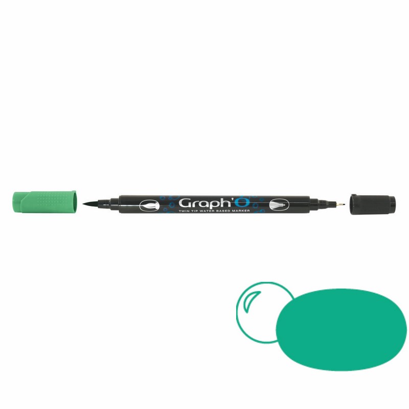 GRAPH'IT Akvarelová fixa GRAPH'O oboustranná Brush & Fine, Emerald