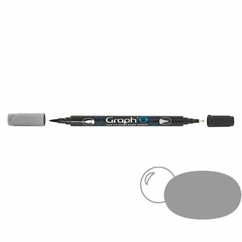 GRAPH'IT Akvarelová fixa GRAPH'O oboustranná Brush & Fine, Neutral Grey Medium