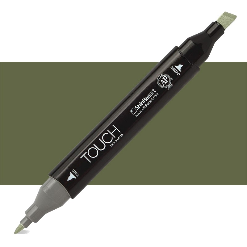 Lihová fixa TOUCH oboustranná Fine & Chisel, Y225 Olive green dark