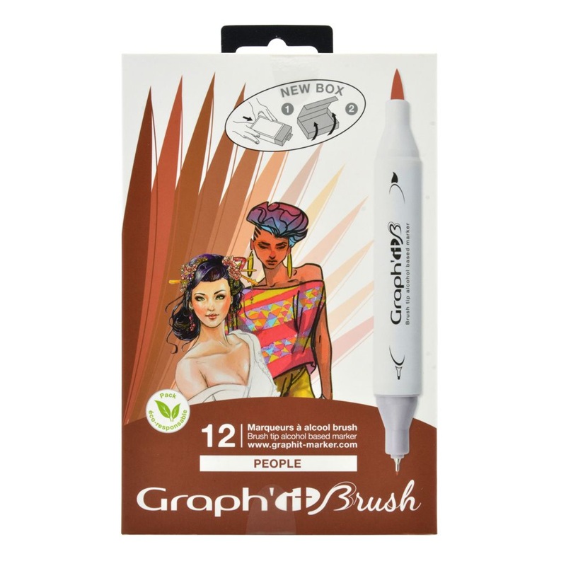 Lihové fixy GRAPH'IT oboustranné Brush & Chisel, 12ks People