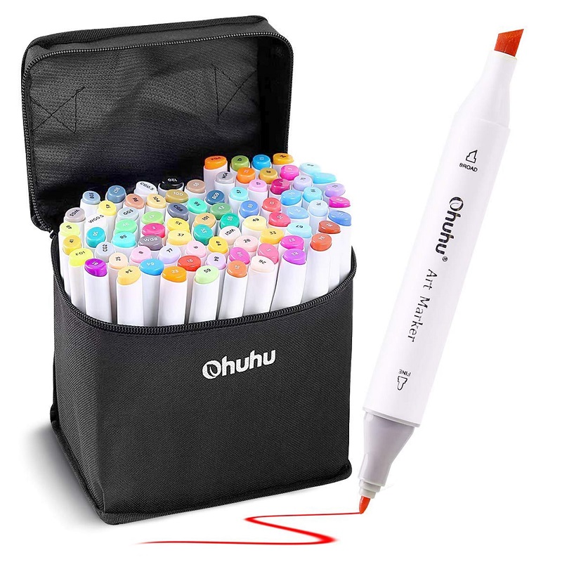 Lihové fixy OHUHU oboustranné Fine & Chisel, 80ks + blender