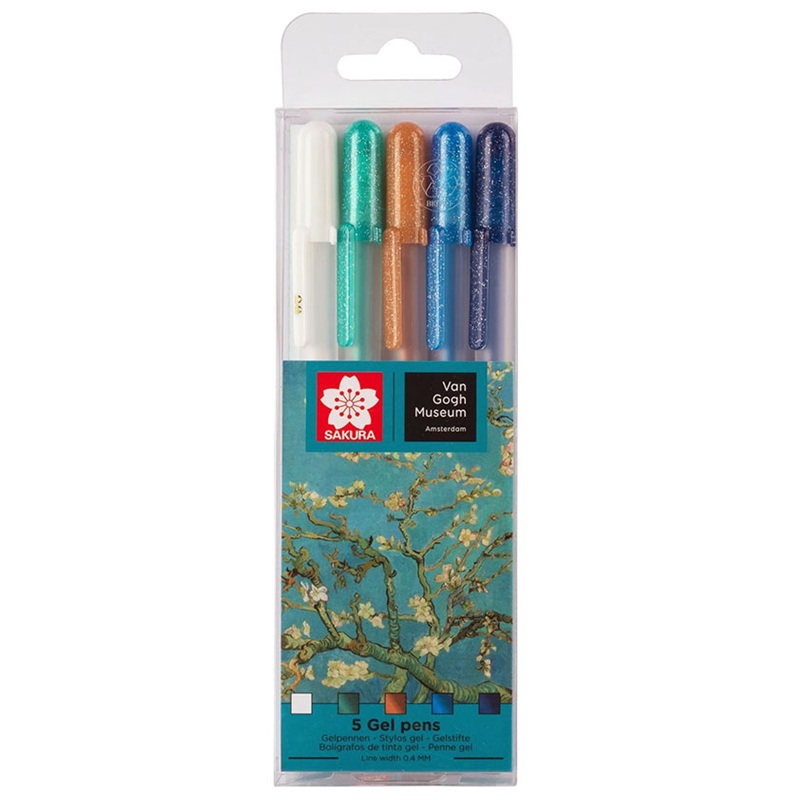 Gelové popisovače SAKURA Gelly Roll Metallic, 5 ks Van Gogh Museum