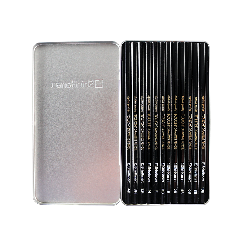 Grafitové tužky TOUCH Drawing Pencil, 12ks v kovové krabičce