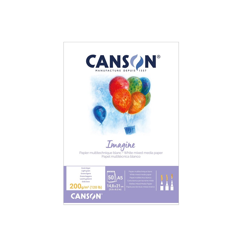 Blok CANSON Imagine Dessin Blanc A5, 50 listů