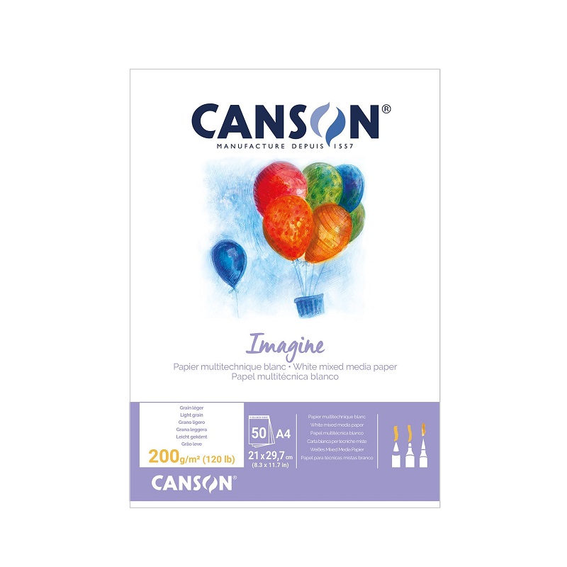 Blok CANSON Imagine Dessin Blanc A4, 50 listů 200g