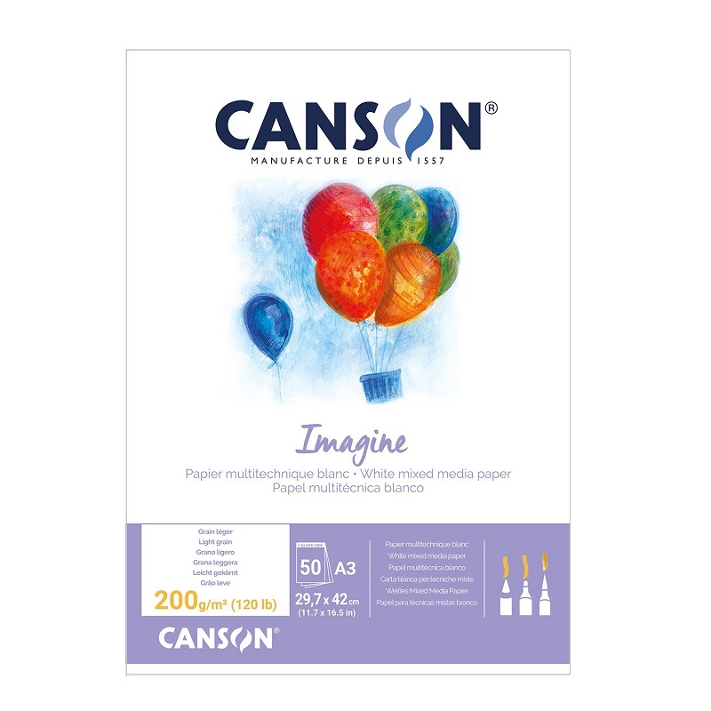 Blok CANSON Imagine Dessin Blanc A3, 50 listů