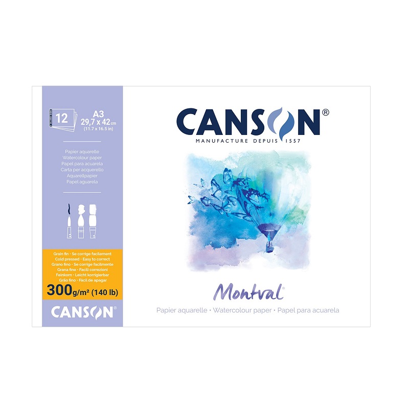 Blok CANSON Montval Aquarelle A3, 12 listů 300g