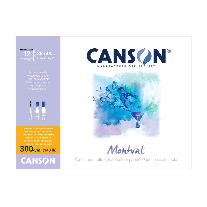 Blok CANSON Montval Aquarelle 36x48cm, 12 listů 300g