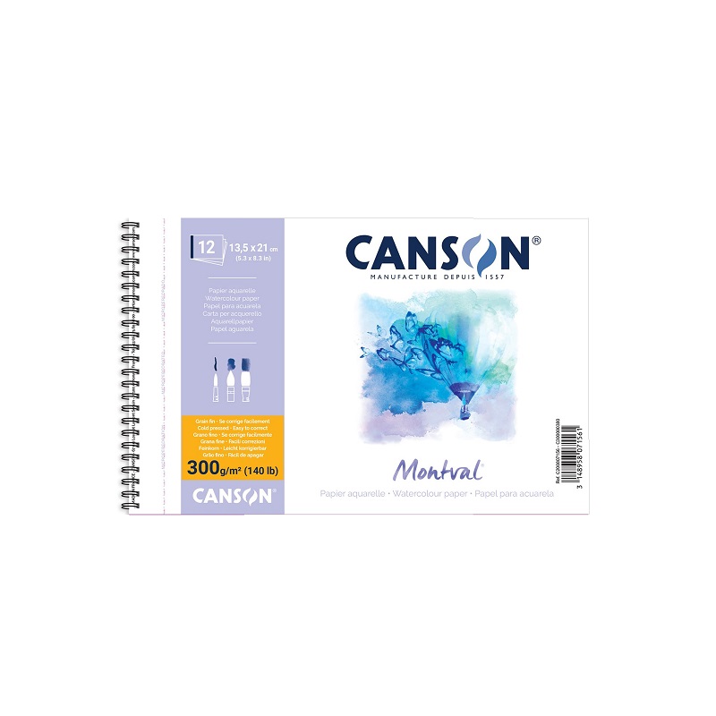 Skicář CANSON Montval Aquarelle A5, 12 listů 300g