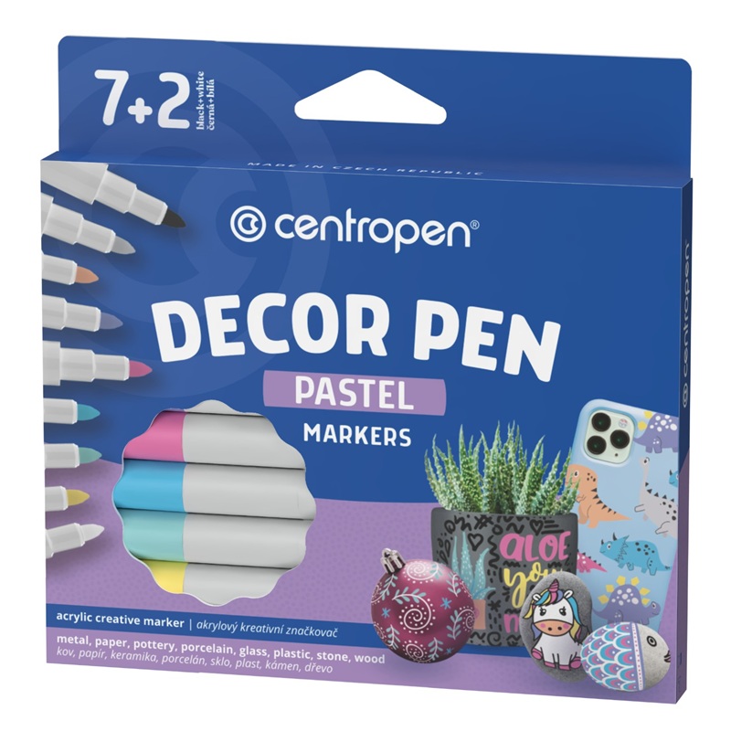 Dekorační popisovač CENTROPEN 2738/9 Decor Pen, 9ks Pastel