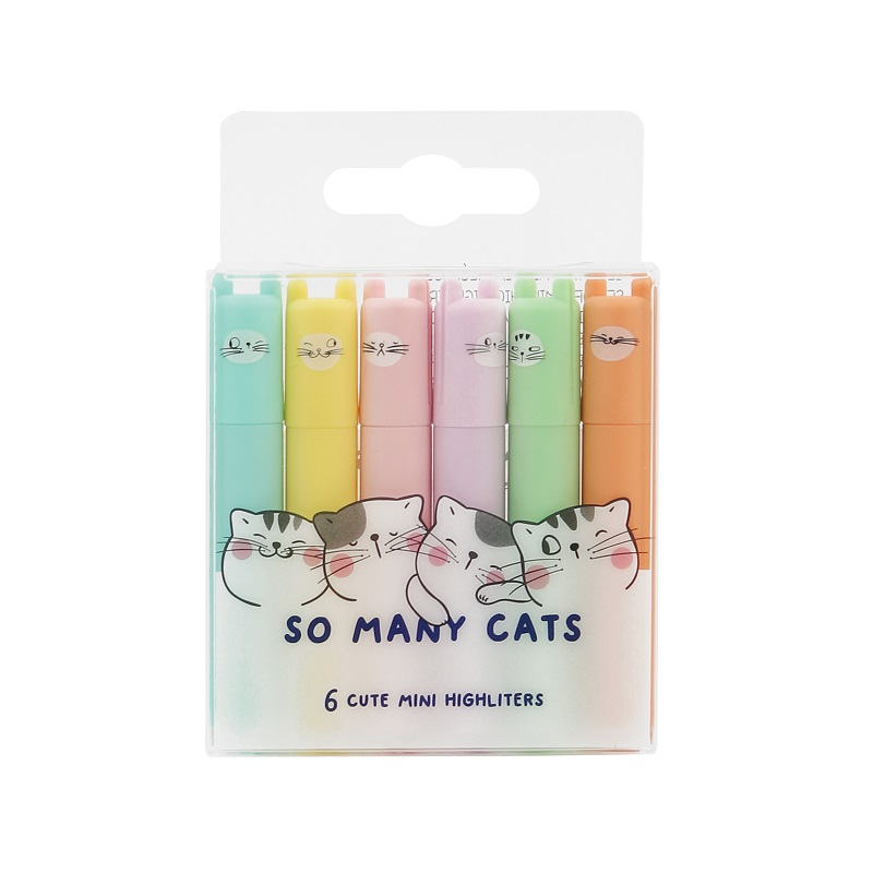 M&G zvýrazňovače "So many cats", 6ks MINI pastelové