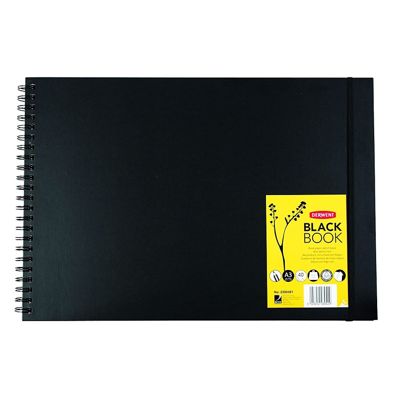 Blackbook DERWENT černý papír A3, 40 listů