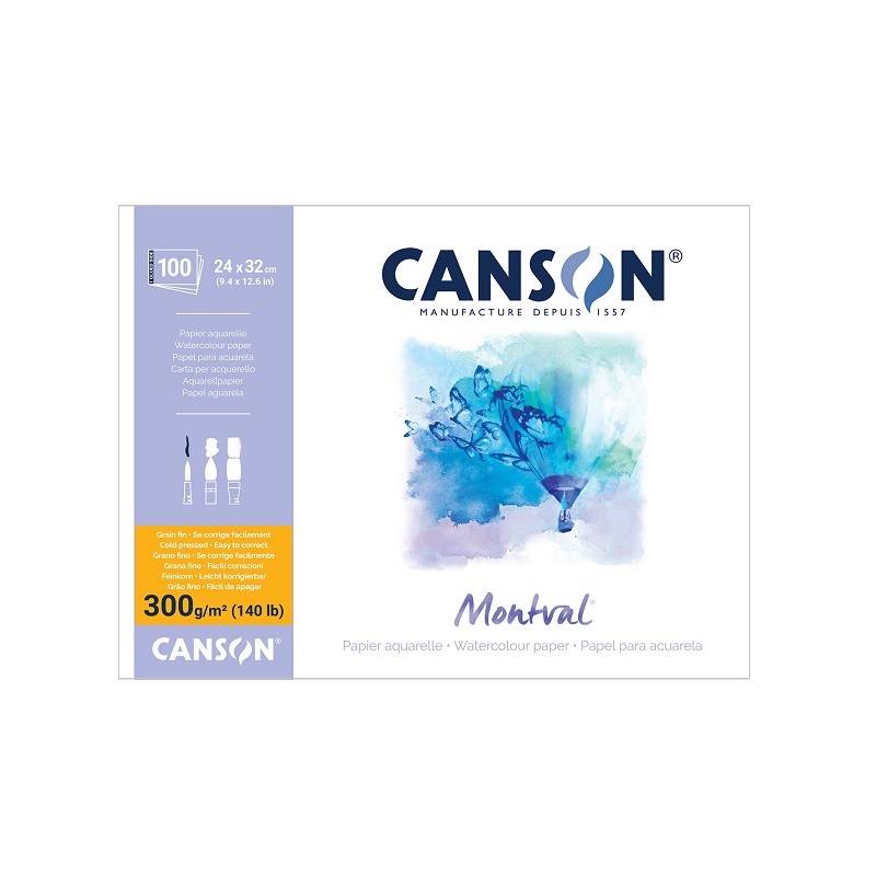 Blok CANSON Montval Aquarelle 24x32cm, 100 listů MAXI 300g