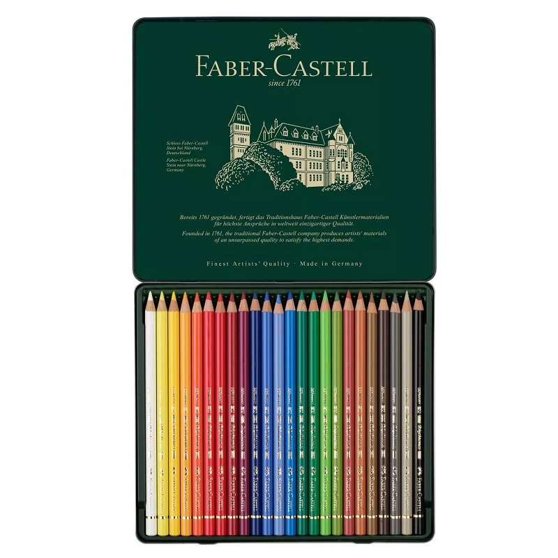 FABER-CASTELL olejové pastelky POLYCHROMOS, 24ks v kovové krabičce