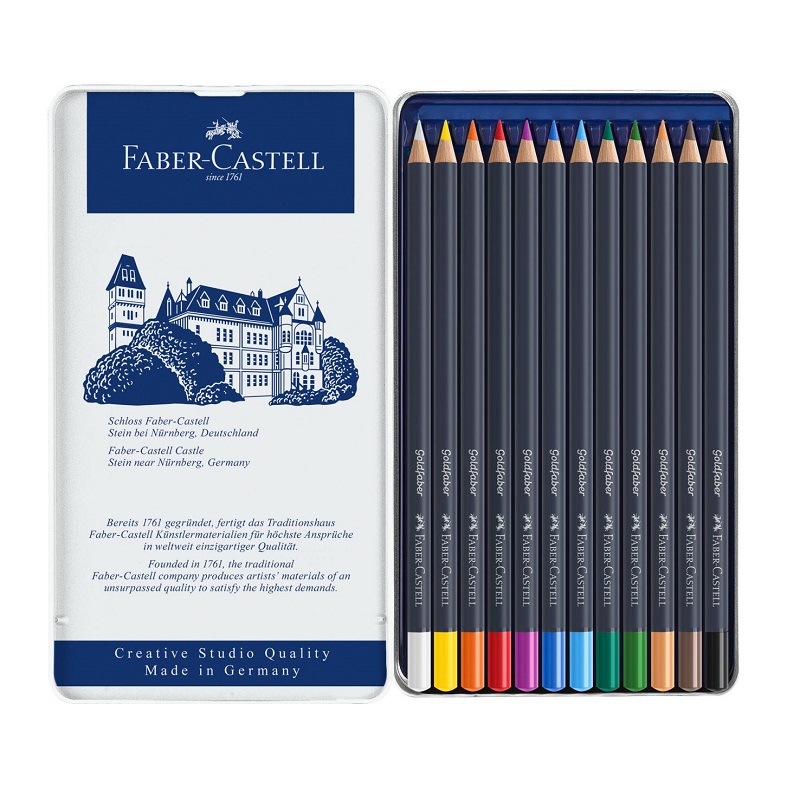 FABER-CASTELL pigmentové pastelky GOLDFABER, 12ks v kovové krabičce